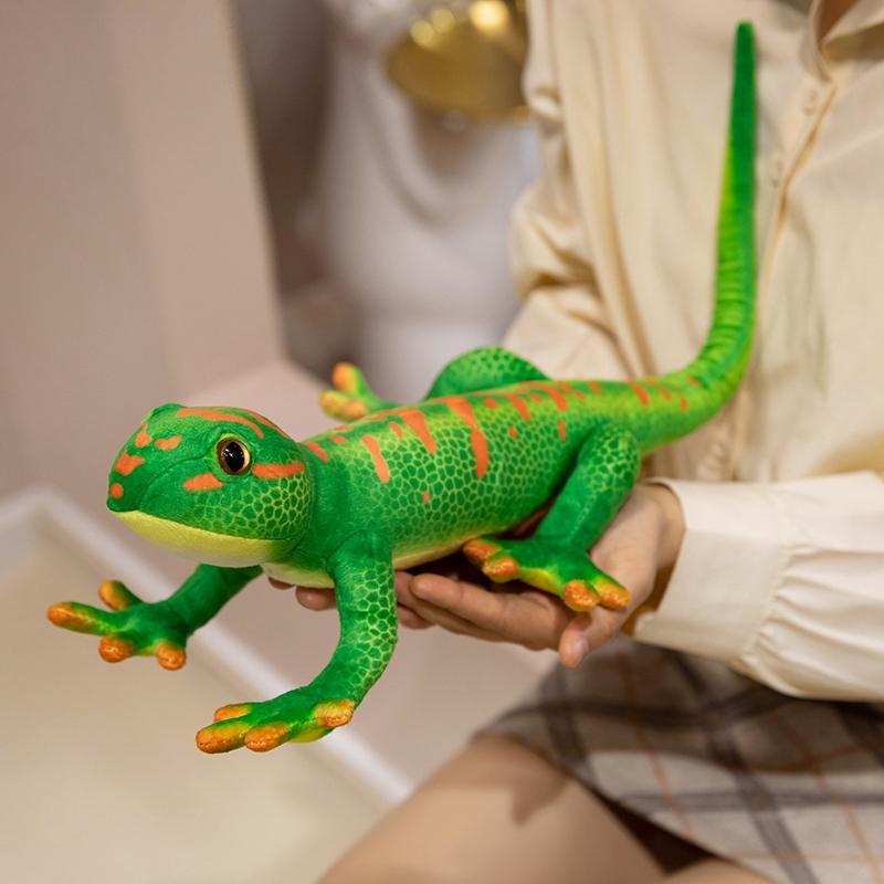 Lebensechte grüne Gecko-Plüschtiere Simulationstier Eidechse mit langem Schwanz Kuscheltier Geburtstagsgeschenke Heimdekoration
