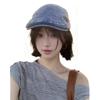 Retro Denim Newsboy Cap Adjustable Forward Flat Hat, Casual Versatile Face Slimming Artist Beret Hat for Men Women