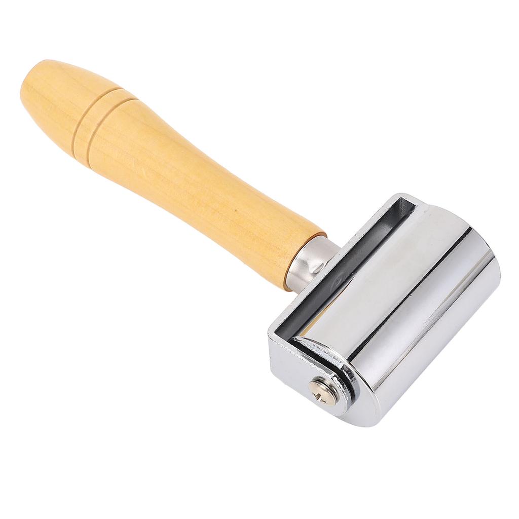 Leather Roller Press Seam Rolling Craft Glue Laminating Tool Stainless Steel with Wooden Handle