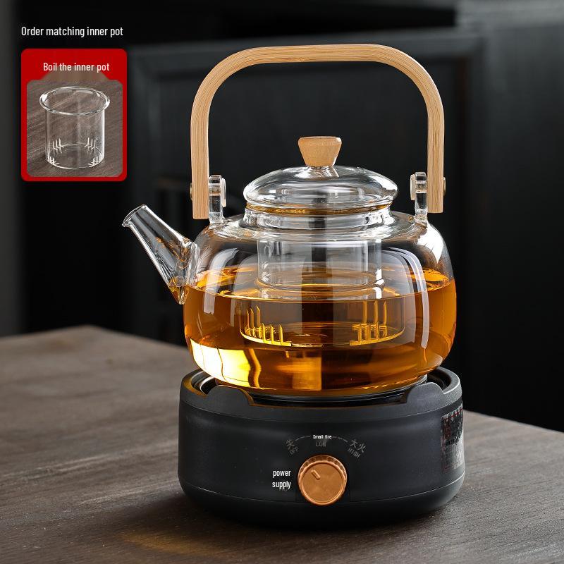 Compact Electric Ceramic Tea Brewer with Glass Teapot - Ideal Tabletop Stove & Mini Water Boiler