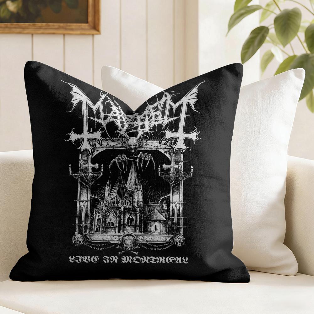 MMayhem Band Cushion Cover Eco Linen Pillow Case DoubleSided Print Breathable Durable Zipper Home Decor Gift