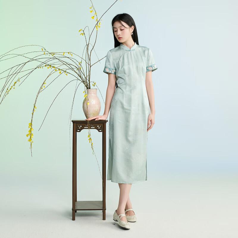 Sancai New Chinese Style Cheongsam Long Dress