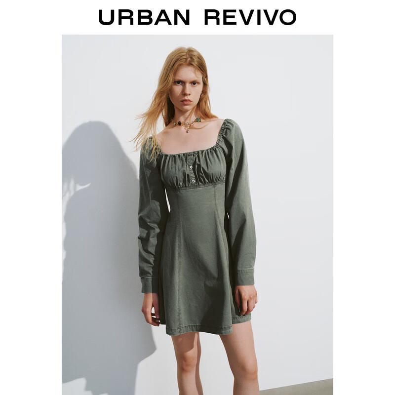 UR 2024 Autumn Women's Square Neck Slim-fit Short Dress