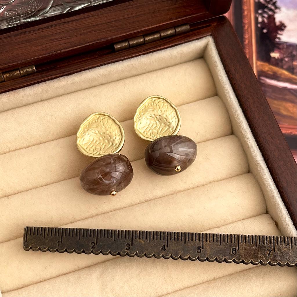 Коллекция сережек-гвоздиков Maillard Ebony Eye Литературные Ретро Французские Серьги-Гвоздики Осенние и Зимние Серьги