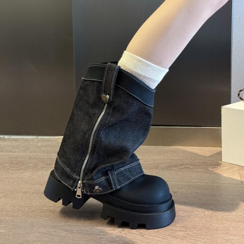 Autumn Winter Chunky Style Women Pipe Ankle Boots Fashion Belt Buckl Non Slip Shoes Thick Sole Short Botas Para Mujer