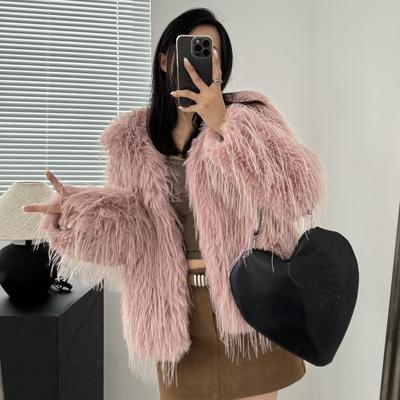 Nový ekologický norkový kožuch, krátky kožuch z imitácie pštrosa, ženský a zoštíhľujúci