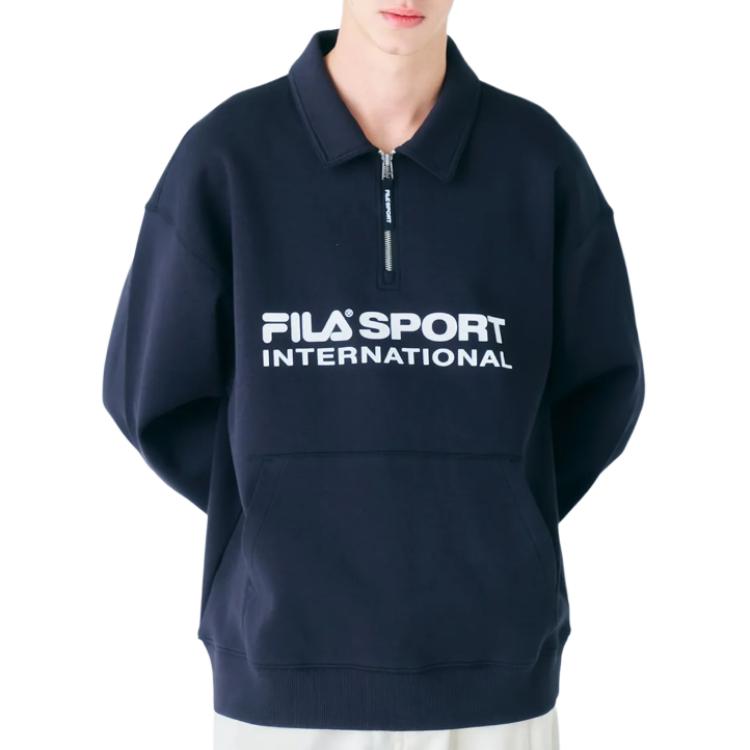 FILA Sweatshirts Men's Black Lapel Moderate Other FS2POF1133X-BLK