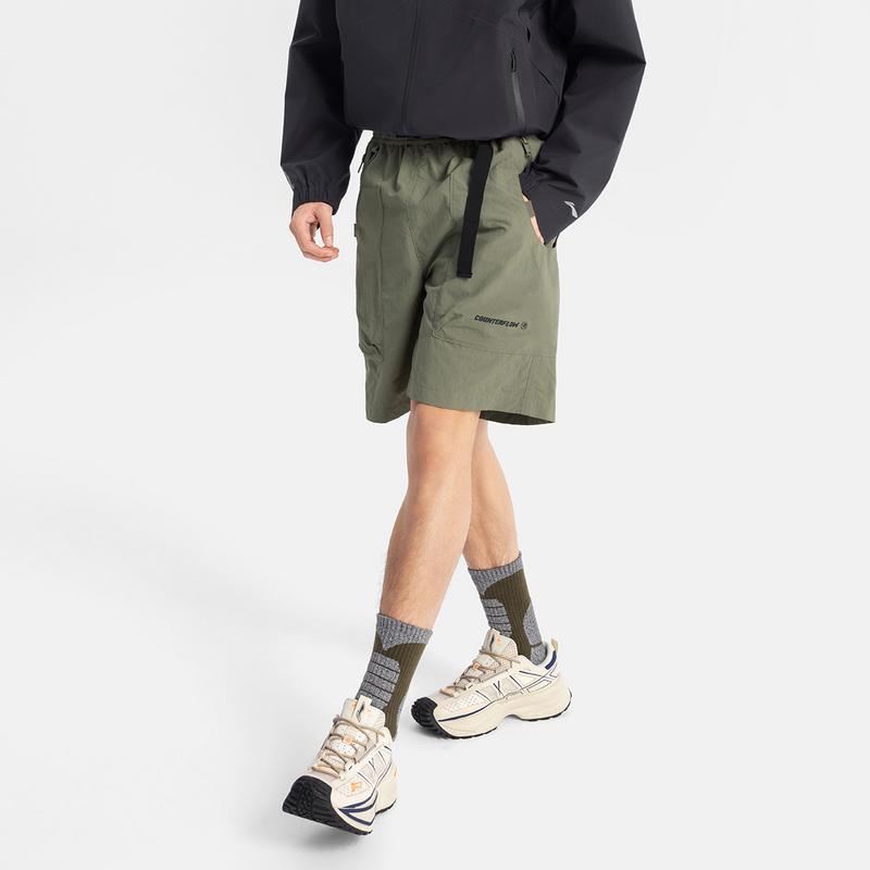 Li Ning CF Su Water-Resistant Solid Color Quick-Dry Sports Shorts Men shorts Tea-Green AKSV241-3