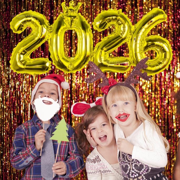 Gold Crown Foil Number Balloons for  New  Christmas Eve Festival Party Supplies Graduation Decorations Navidad