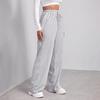 Calças Largas Femininas Cintura Alta Elástica Cordão Ajustável Cor Sólida Calças de Moletom Longas com Bolsos Calças Casuais para Relaxar Uso Diário