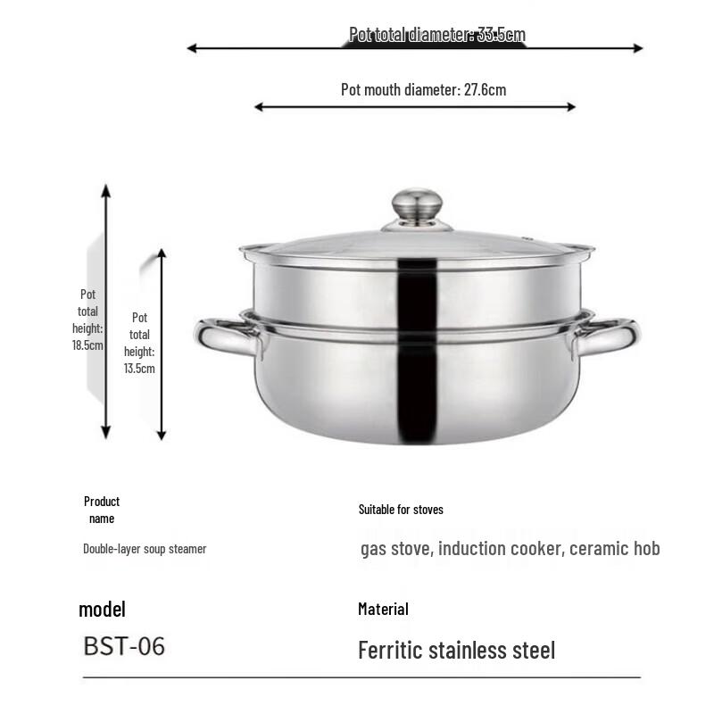 Baiside 28cm Stainless Steel Multi-function Pot