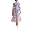 2025 Autumn Women's European & American Style Retro Semi-High Neck Print Elegant Dress