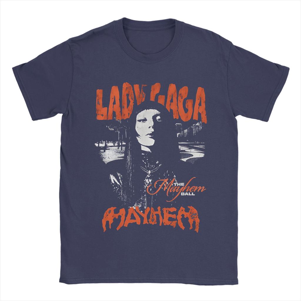Lady Gaga  The Mayhem Ball Tour   Tshirt Unisex Cotton Top Tee Harajuku  Round Neck Short Sleeve
