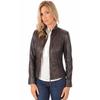 SKINOUTFIT Womens Leather Jacket Real Lambskin Biker Motorcycle Brown Slim Fit Ladies Coat