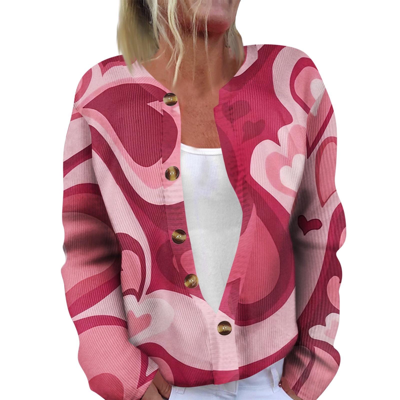 

Модный женский кардиган с длинными рукавами и принтом ко Дню святого Валентина XXL