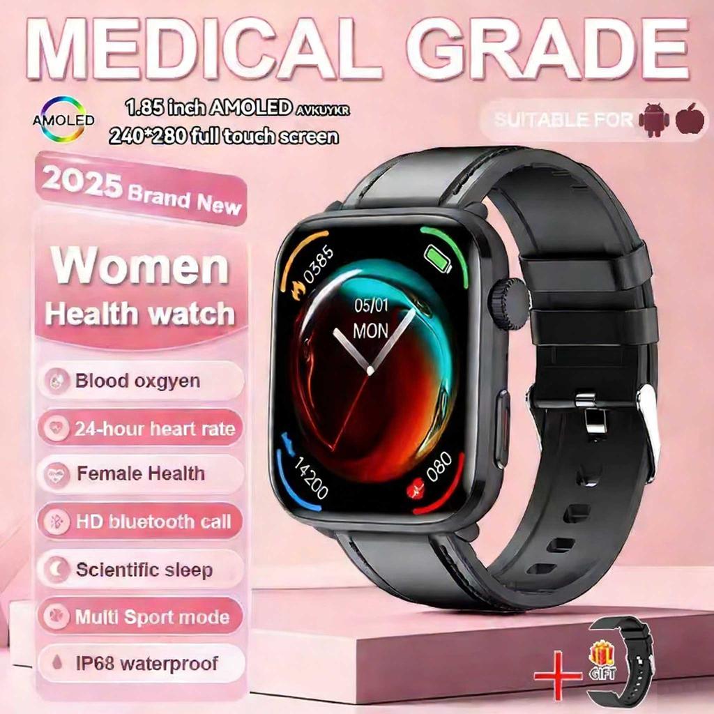 1.85-inch AMOLED Screen Smart Watch Women Bluetooth Call NFC Heart Rate Blood Pressure Blood oxygen Lady Sleep Smartwatches 2026