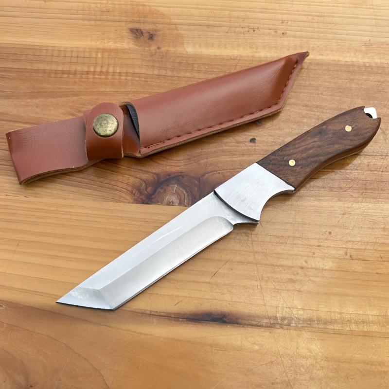 Outdoor Knife Hand - Premium Meat Eating Knife with Wooden Handle and Steel Blade | Ideal for Grilled Meat, Meat Cutting