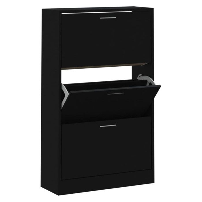 342552 vidaXL Armoire à chaussures Noir 63x24x103 cm Bois d'ingénierie