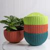 Imitation Rattan Wall-mounted Semi-circular Flower Basket No-punching Outdoor Garden Balcony Hydroponic Flower Pots Home Decor