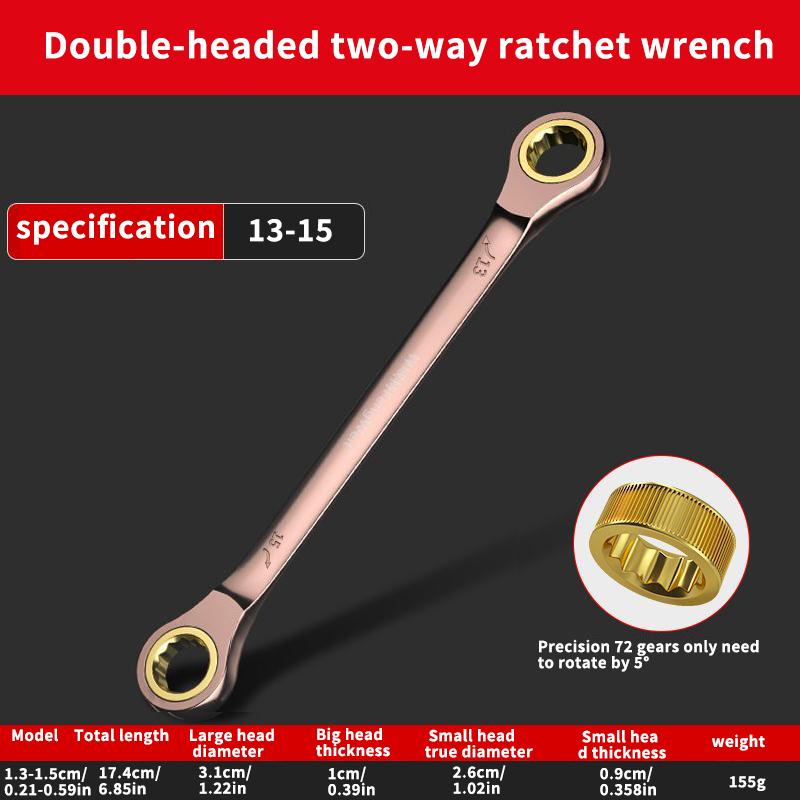 Double Head Ratchet Wrench , 6-27mm Chrome Vanadium Steel, Reversible Combination Spanner for Auto & DIY Repairs