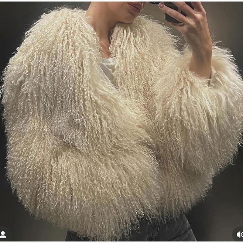 Temperamental Elegant Faux Fur Coat: Solid Color, Long Sleeve, Warm Winter Fashion for Women