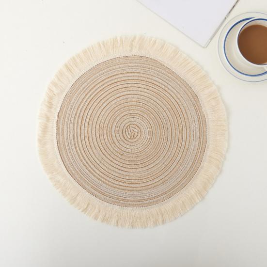 Nordic Table Placemats Round Heat-Resistant Coasters with Fringe Bowl Pads Teapot Trivet for Dining