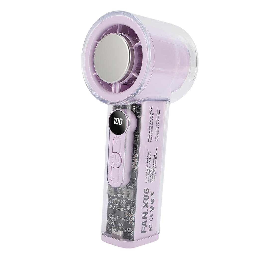 Portable Handheld   Fan Stepless Adjustment Digital Display Silent Small   Cooling Fan for Travel Beach Camping Home