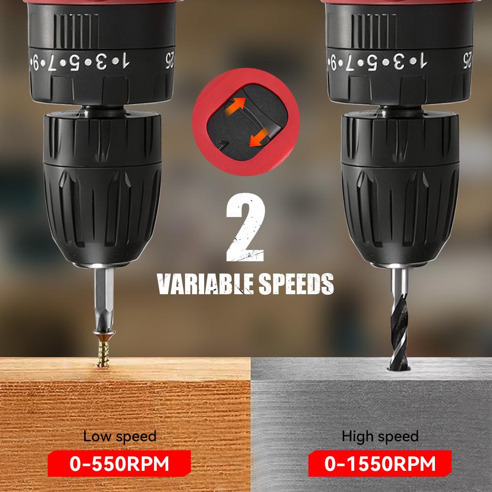 ONEVAN 25+3 Torque Electric Impact Drill Multifunctional 2 Gears Cordless Hammer Drill Power Tool For Makita 18V Battery Pin