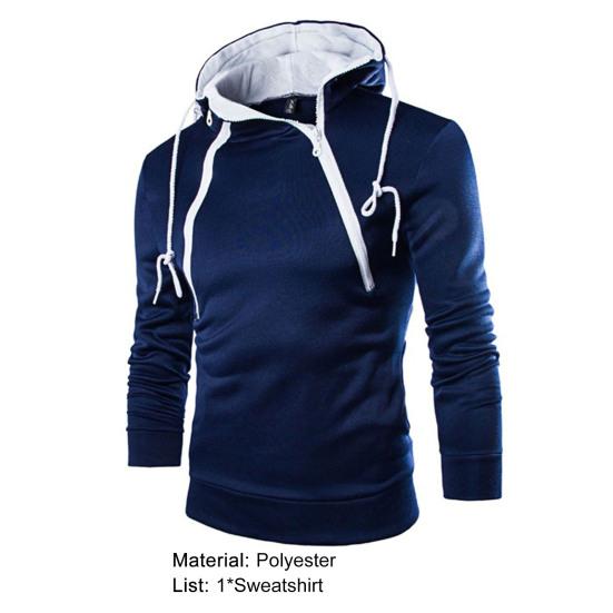 Erkek Kapüşonlu Sweatshirt Kontrast Renkler İpli Günlük Uzun Kollu Dar Kesim Kazak Sonbahar Kapüşonlu Günlük Giyim İçin