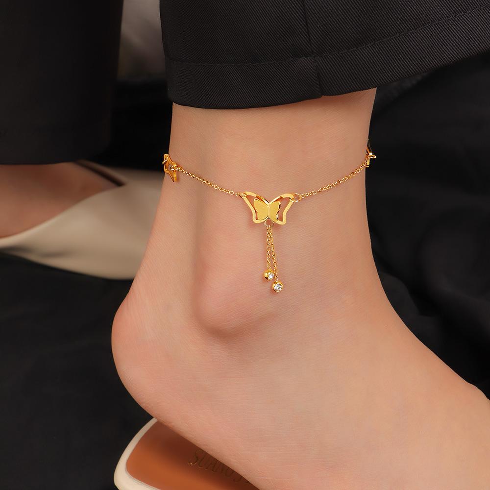 2025 Women's Titanium Steel Anklet – Light Luxury, 18K Gold-Plated, Fade-Resistant