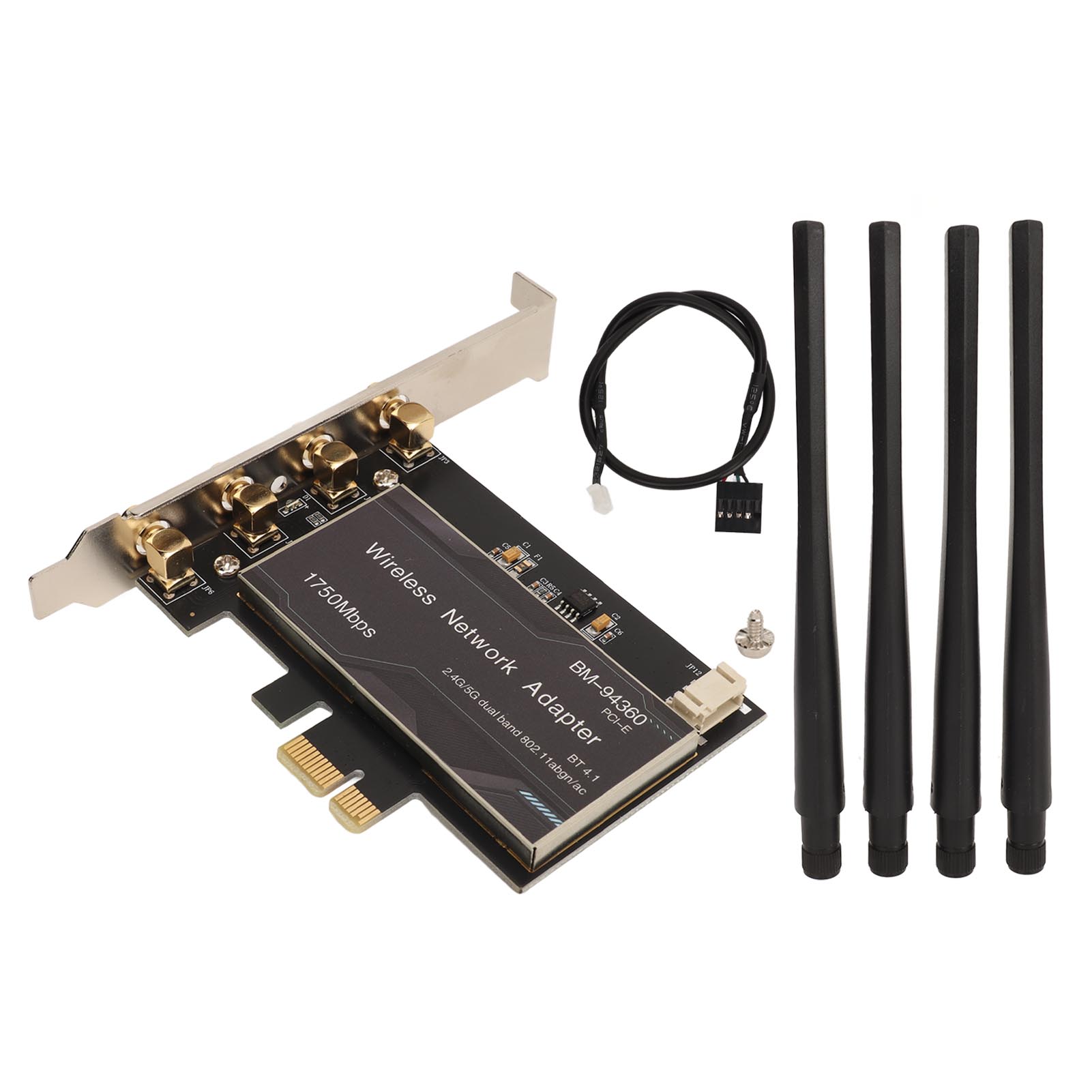 

PCIe Network Adapter 2.4G 450Mbps 5G 1300Mbps 4 Antennas Standard IEEE BT4.1 PCIe Network Card for