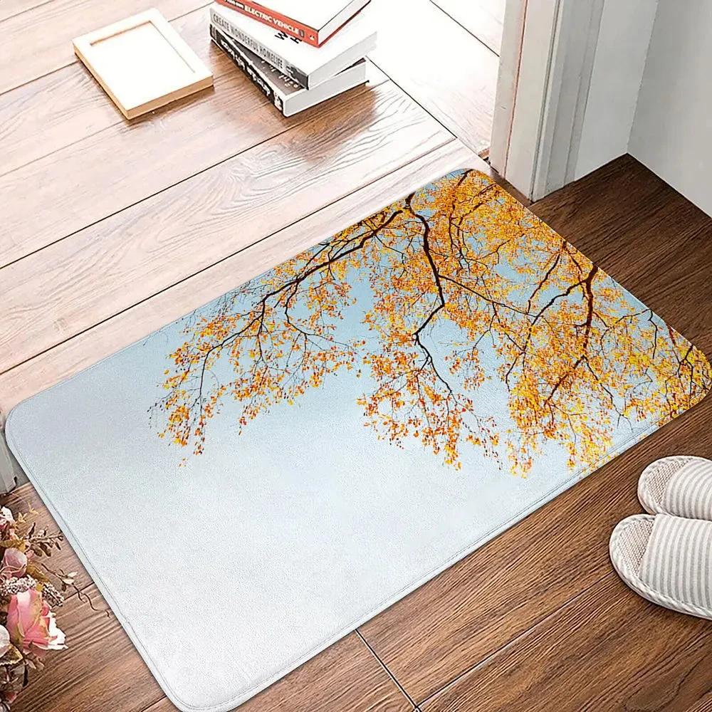 Maple Leaf Doormat Fall Botanical Maple Leaves Carpet Non Slip Autumn Leaves Print Bath Rug Entry Rugs for Bedroom Kitchen Decor