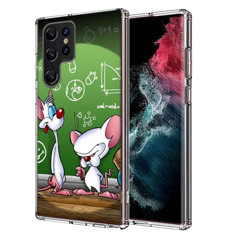 Pinky Anime and the Brain Cover For Samsung Galaxy S21 S20 S23 FE S22+ S24 Ultra S25 Edge Phone Case S10 Plus Clear Capa Coque P