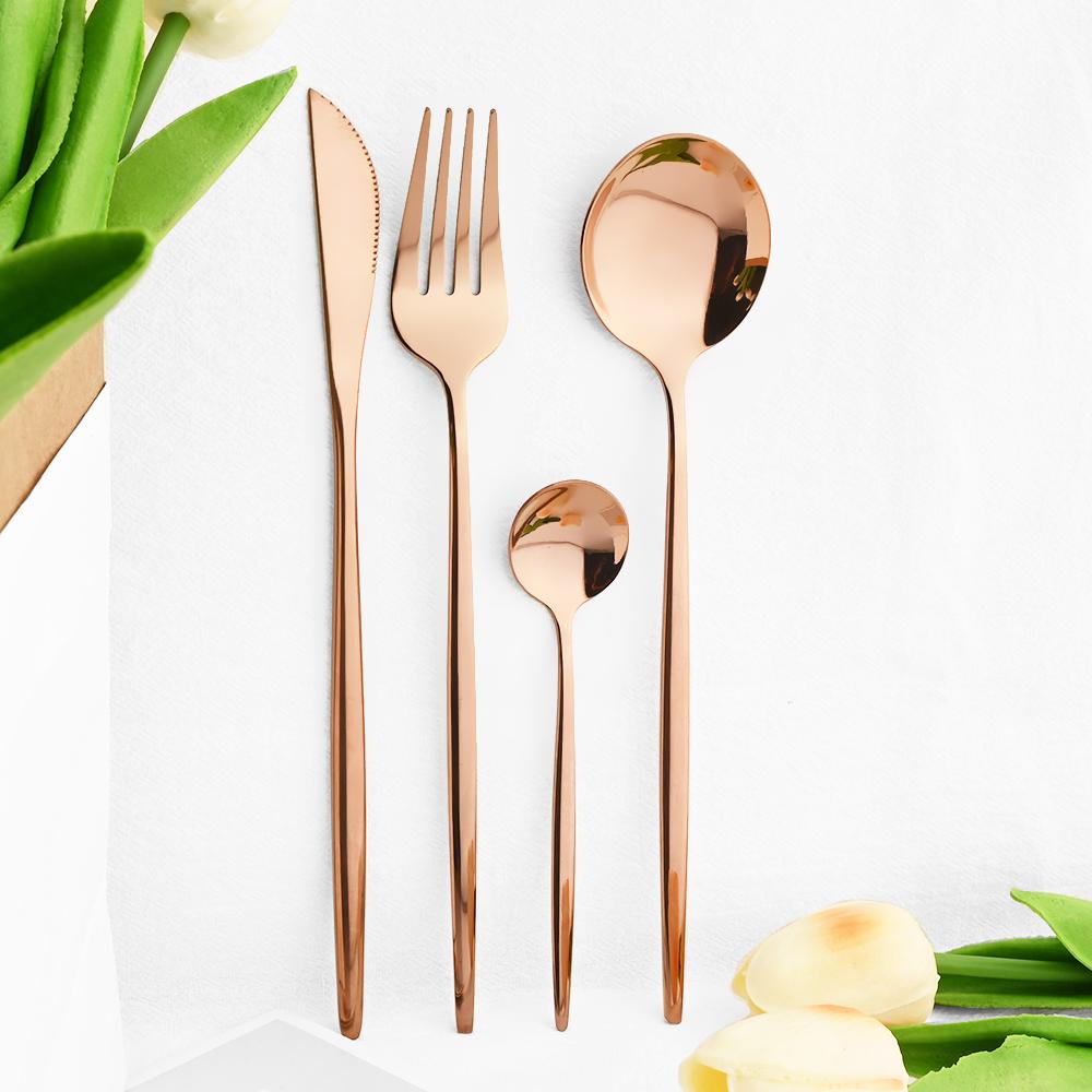 16pcs Mirror Durable Flatware Stainless Steel Cutlery Set Knife Coffee Spoon Fork Dinnerware Set Western Party Kitchen Tableware