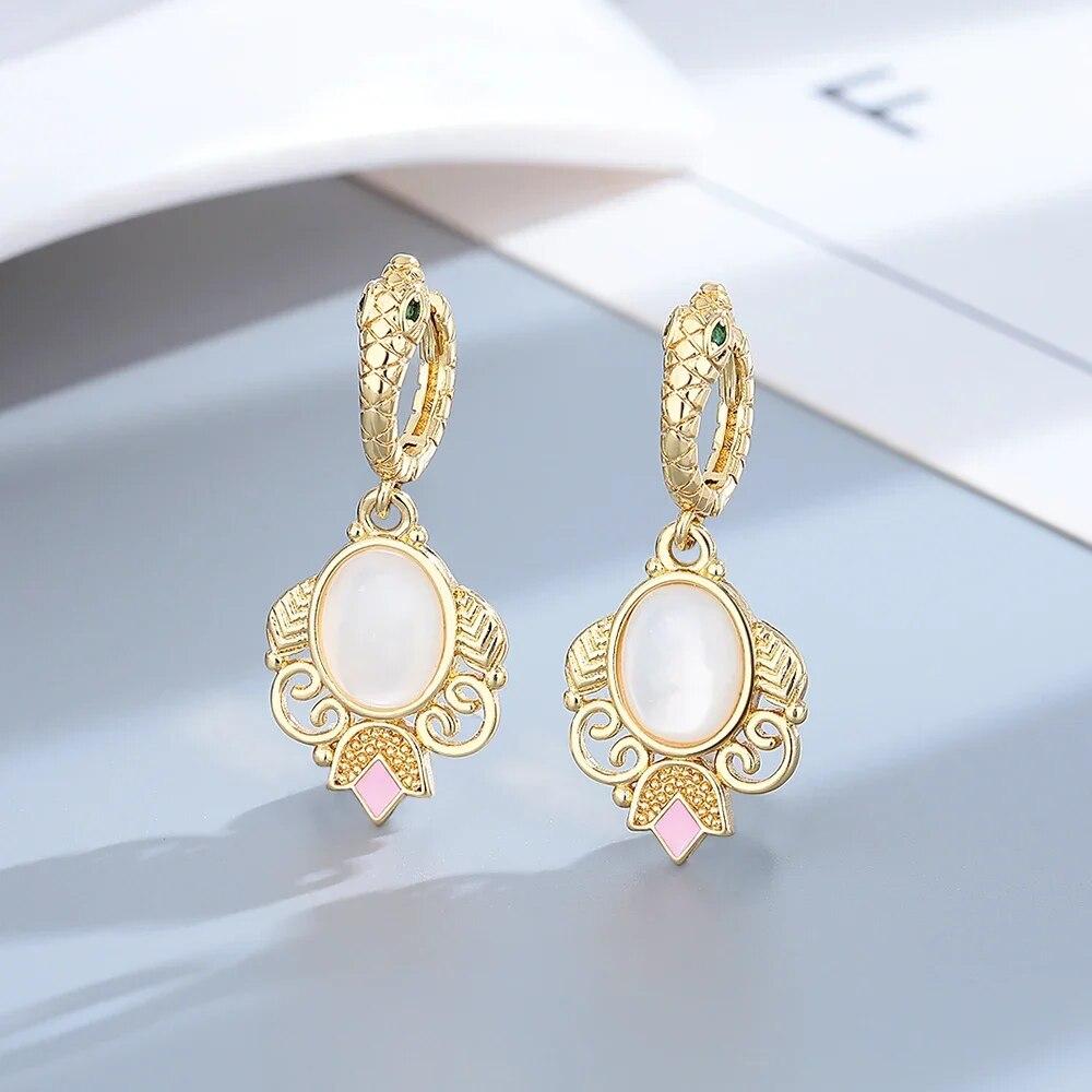 Gold Silver Drop Earrings for Women Vintage Jewelry Wedding Engagement Hoop Earrings Gifts