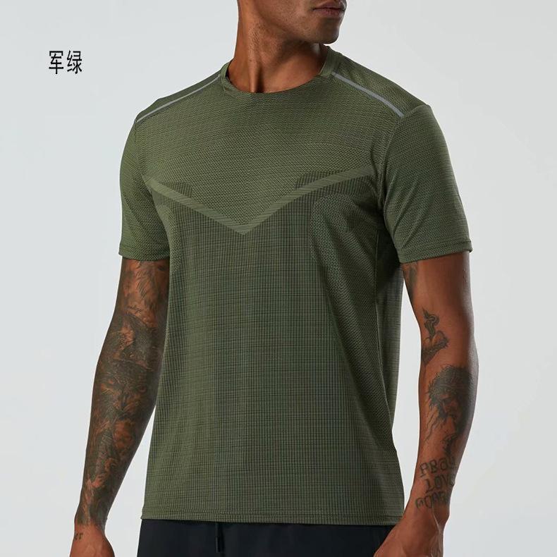 Men's Summer Thin Short-sleeved Quick-drying Breathable Sportswear Casual Knitted Top Running Clothes Training Fitness Clothes