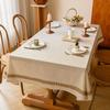 Cotton Linen Tablecloth,Rectangle Tassel,Jute Rope Lace Dust-Proof Table Cover,For Wedding Home Party Dining Banquet Decoration