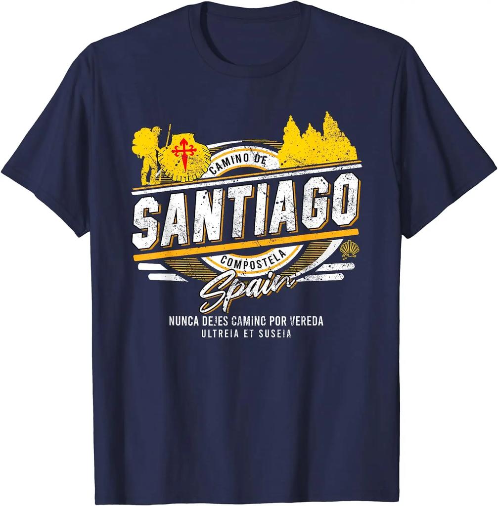 Camino De Santiago Spagna Pellegrino Buen Camino T-shirt Unisex Manica Corta Casual Cotone Girocollo T-shirt Estiva