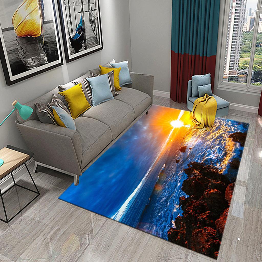 Bathroom Toilet Bedroom Kitchen Living Room Non-slip Floor Mat Sunset Ocean Beach Sky Landscape Rug