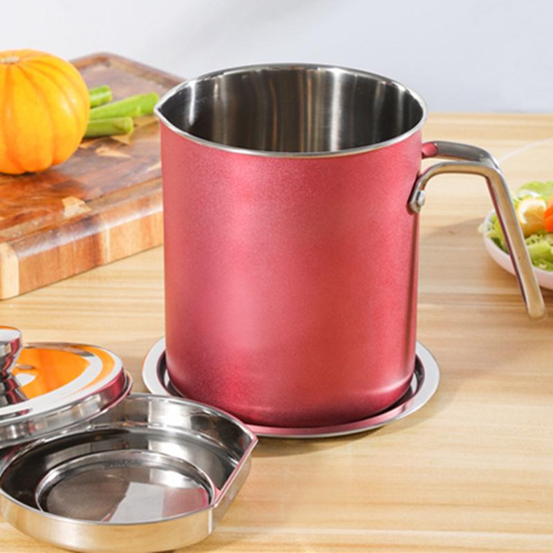 Stainless Steel Oil Filter Pot Grease Strainer Storage Tank Large Capacity Fat Separator Container Jug Can Kitchen Cooking Tools