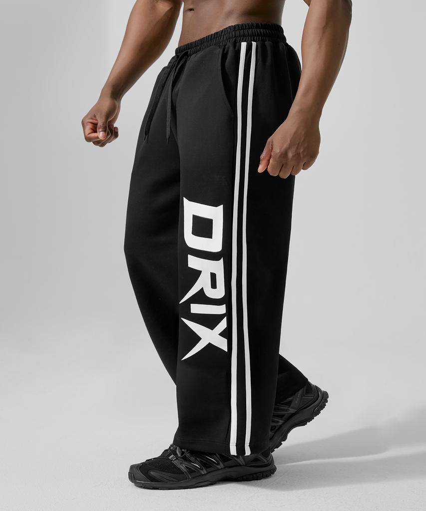 DRIX Track Line Graphic Wide Sweatpants_Black
