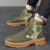 Martin Boots Men's Boots Autumn and Winter High-top Tooling Leather Boots Men's Thick-soled Heightening Big-headed Locomotive Boots