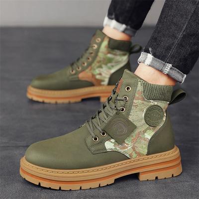 Martin Boots Men's Boots Autumn and Winter High-top Tooling Leather Boots Men's Thick-soled Heightening Big-headed Locomotive Boots