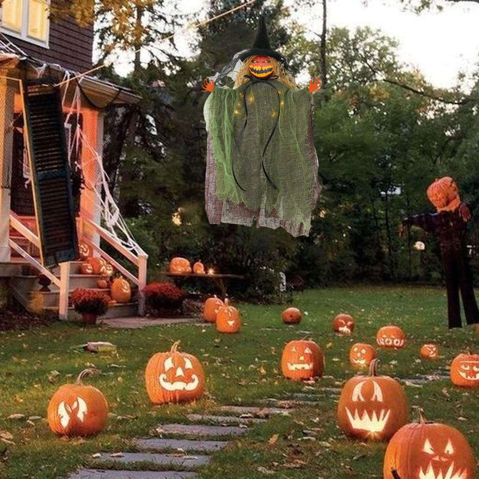 

Halloween Hanging Witch Decorations 32cm Lighted Creepy for Lawn Yard Garden, Novelty Gift, Flying зелёный