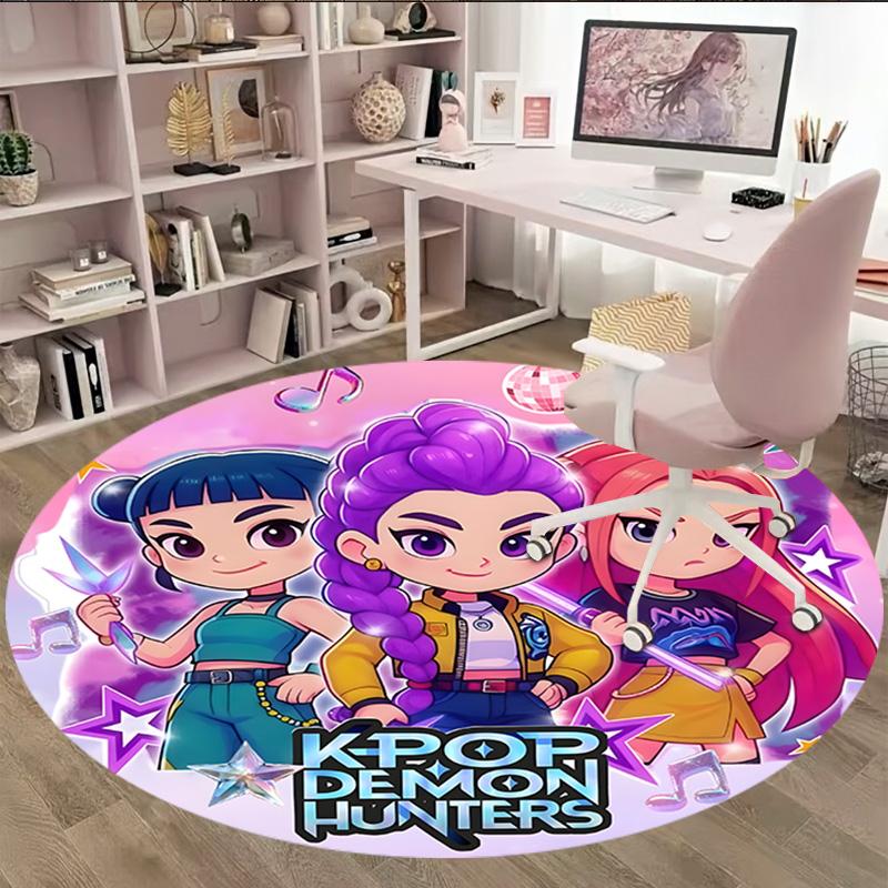 1pc Kpop Team Carpet, Round Rug, Comfortable, Suitable for Entryways, Living Rooms, Office, And Bedrooms, Christmas Decoration