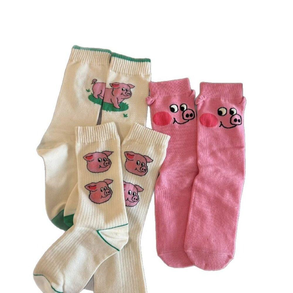 Cotton Funny Socks Harajuku Street Mid Tube Socks New Cartoon Pig Socks
