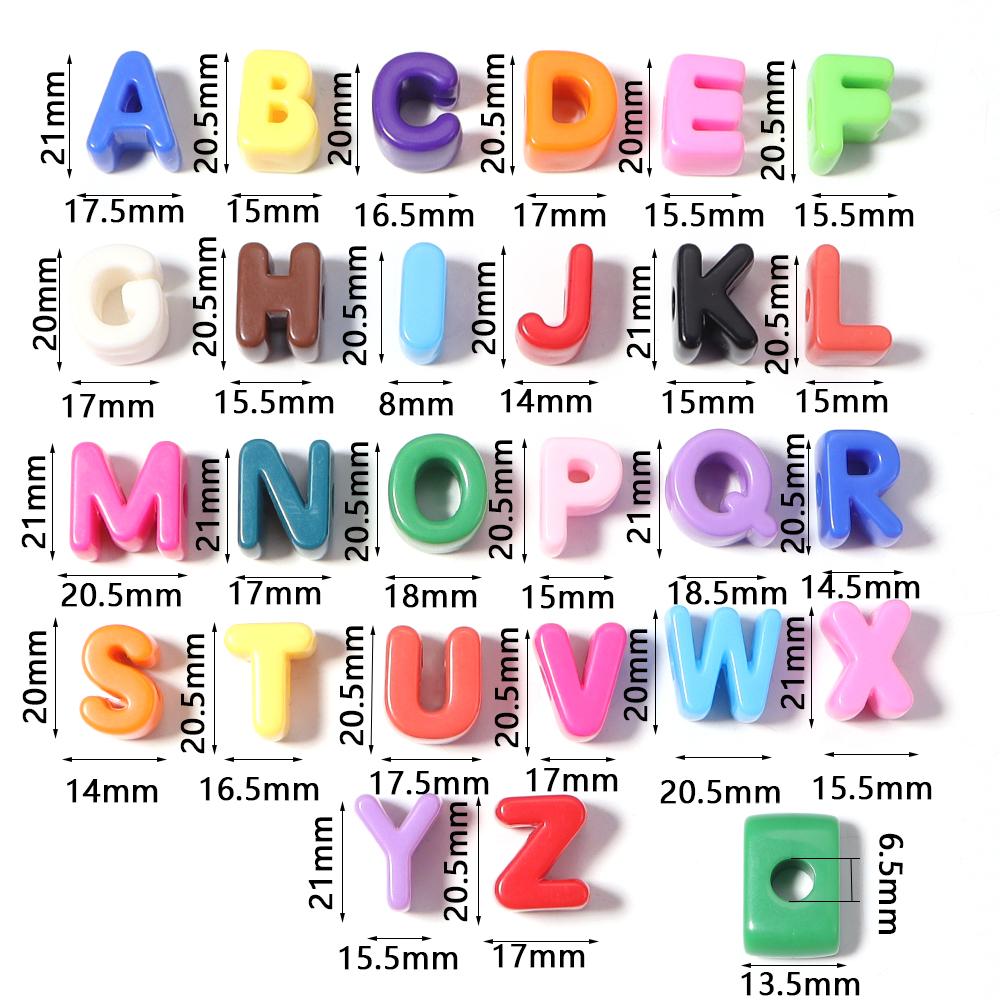 10pcs A-Z Letter Beads Acrylic Alphabet Beads Largr Size Loose Beads  For Jewelry Making DIY Keychain Phone Chain Accessories