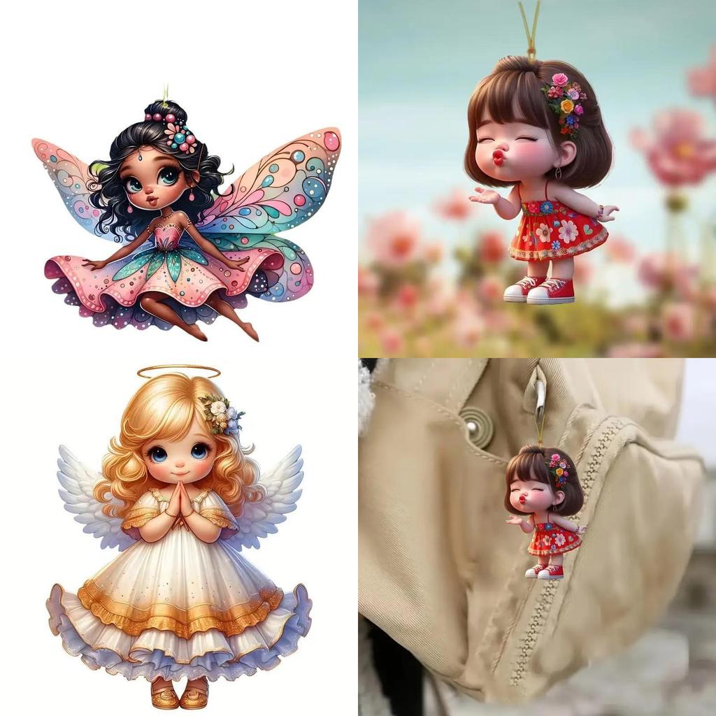 Car Mirror Hanging Acrylic Decorative Girl Series Cartoon Style For Vehicle Interior Decor