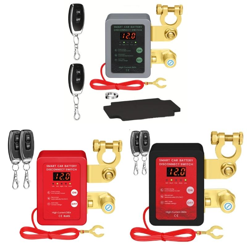 Remote Control Battery Disconnect Switches with LED Voltage Indicator and Auto Shutoff Protection for Cars Trucks and Boats