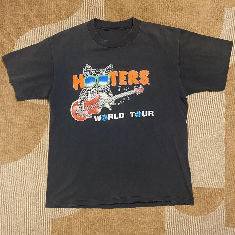 Винтажная футболка Hooters World Tour 90-х Черная S-5XL AL966 Унисекс XXL
